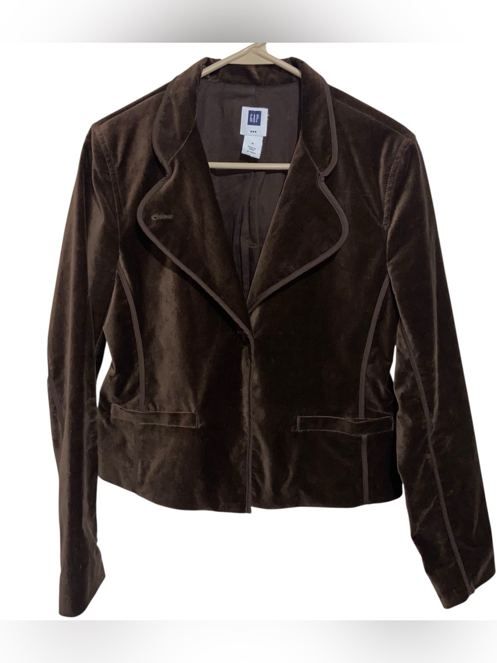 Vintage Gap Blazer Womens Size 6 Velvet Velour Jacket  Retro Y2K Brown Academia